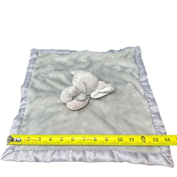 Carters Gray Elephant Security Blanket Satin Trim 14in Baby Lovey Plush Blankie - Picture 9 of 12